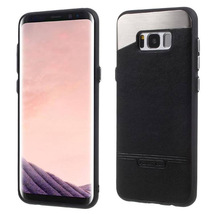 Leather Coated PC Back Phone Shell for Samsung Galaxy S8 SM-G950 - Black-1