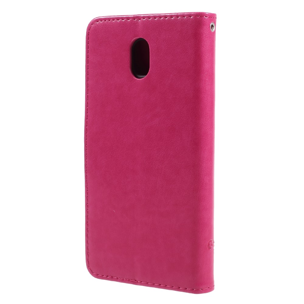 Imprint Butterfly Flower Magnetic Wallet PU Leather Stand Cover for Samsung Galaxy J5 (2017) EU / Asia Version - Rose-2
