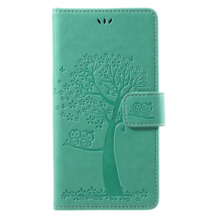 

Imprint Tree Owl Magnetic Wallet PU Leather Cover with Stand for Samsung Galaxy J7 (2017) EU / Asia Version - Cyan