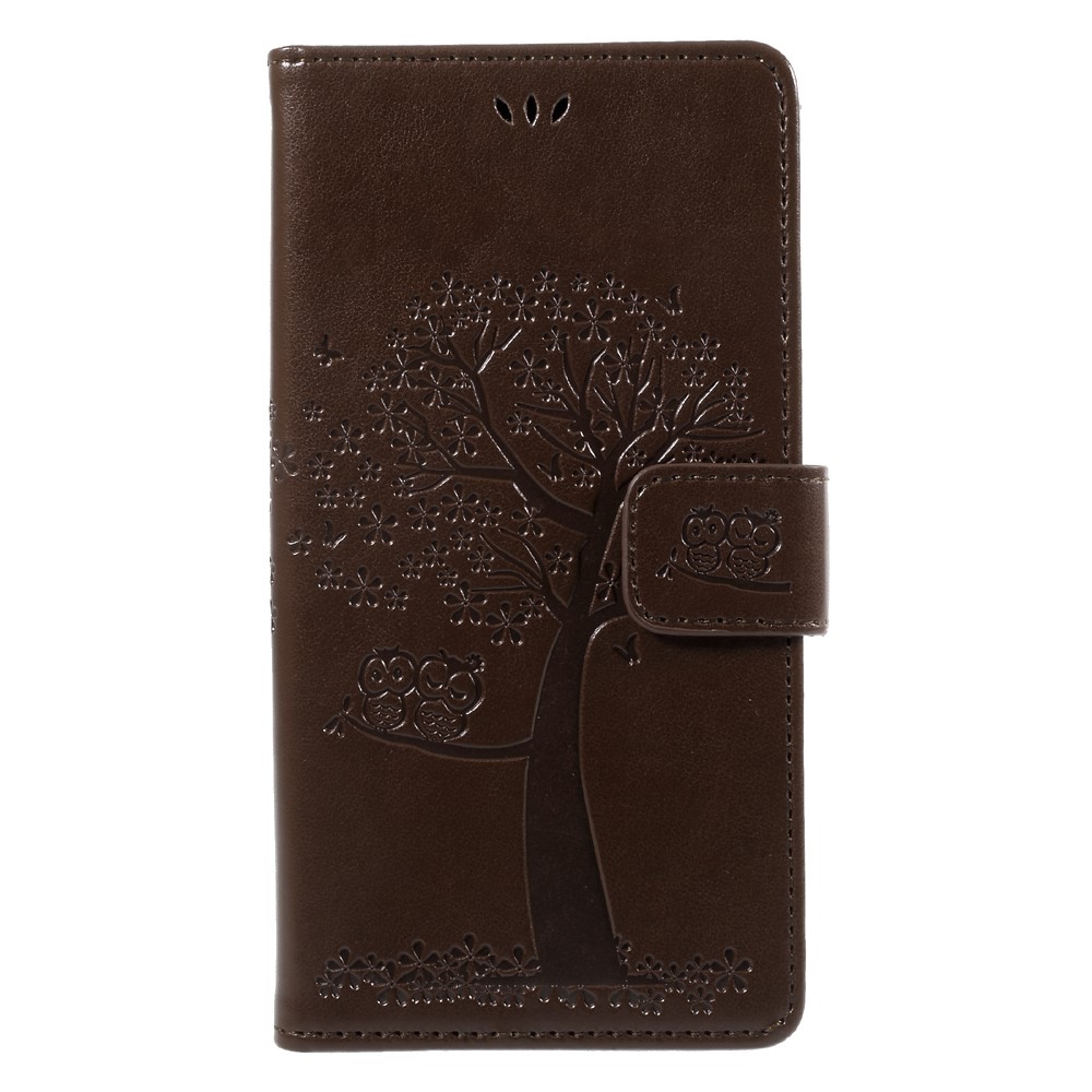 Impressum Tree Owl Magnet Wallet Flip PU Lederstandgehäuse Für Samsung Galaxy J7 (2017) EU / Asienversion - Braun