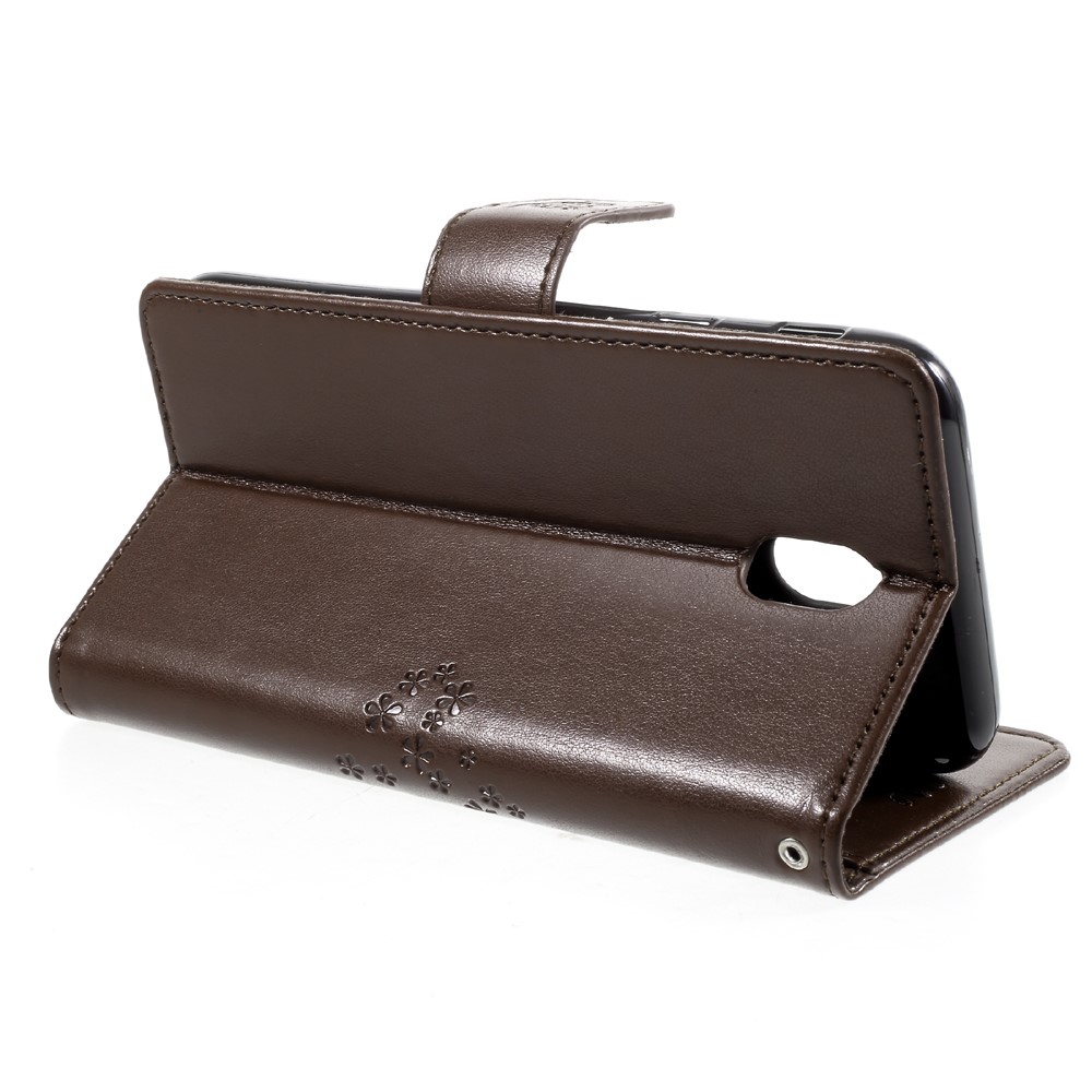 Imprint Tree Owl Magnetic Wallet Flip PU Leather Stand Casing for Samsung Galaxy J7 (2017) EU / Asia Version - Brown-4