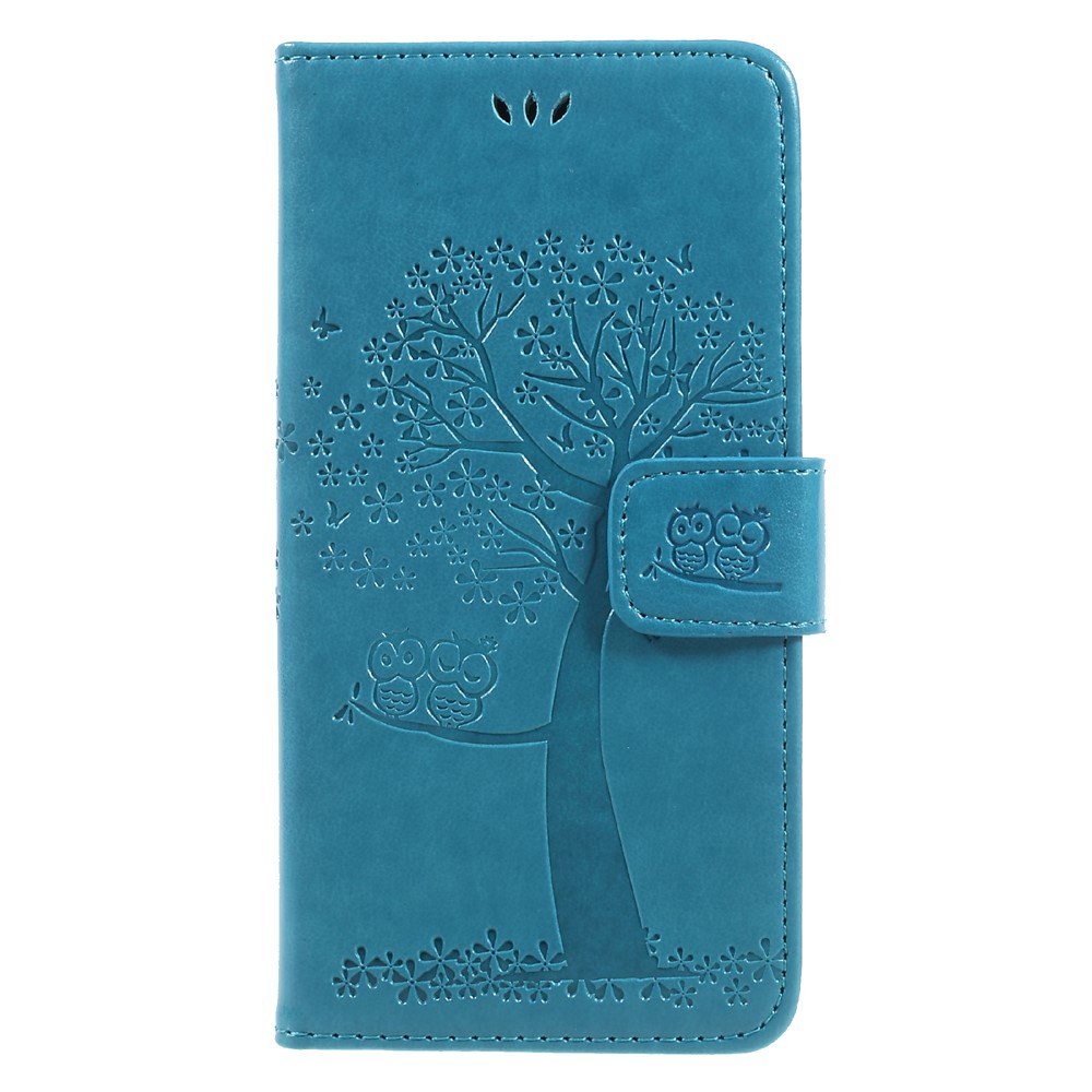 Imprint Tree Owl Magnetic Wallet PU Leather Stand Cover for Samsung Galaxy J5 (2017) EU / Asia Version - Blue-1