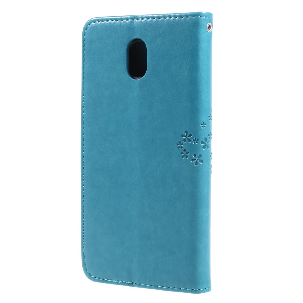 Imprint Tree Owl Magnetic Wallet PU Leather Stand Cover for Samsung Galaxy J5 (2017) EU / Asia Version - Blue-2