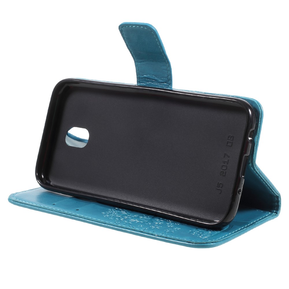 Imprint Tree Owl Magnetic Wallet PU Leather Stand Cover for Samsung Galaxy J5 (2017) EU / Asia Version - Blue-4