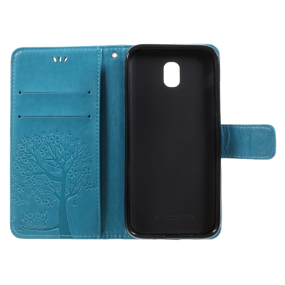 Imprint Tree Owl Magnetic Wallet PU Leather Stand Cover for Samsung Galaxy J5 (2017) EU / Asia Version - Blue-6
