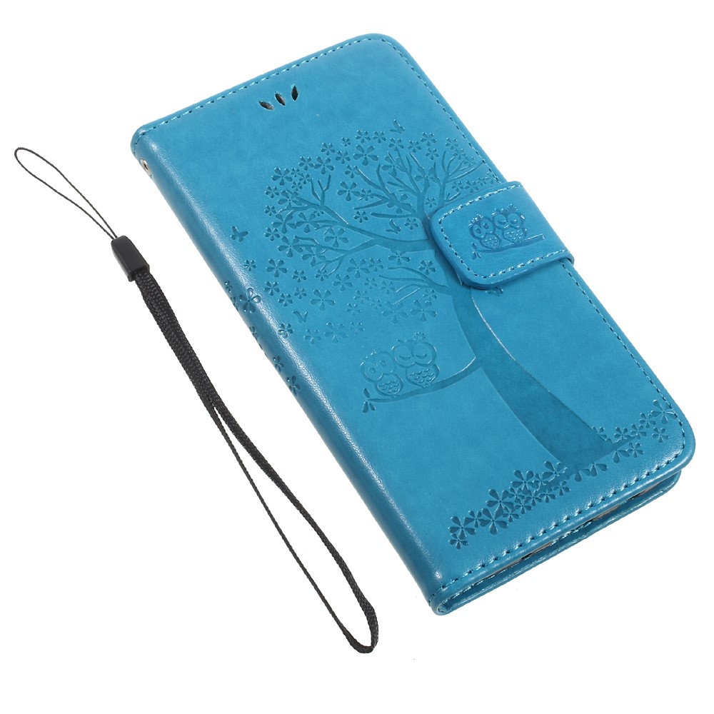 Imprint Tree Owl Magnetic Wallet PU Leather Stand Cover for Samsung Galaxy J5 (2017) EU / Asia Version - Blue-7