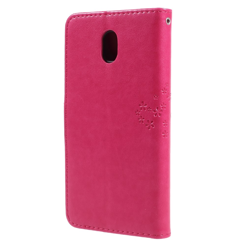Imprint Tree Owl PU Leather Wallet Case for Samsung Galaxy J3 (2017) EU Version - Rose-2