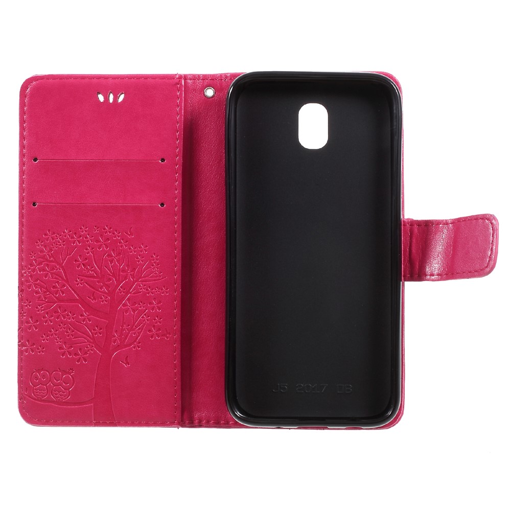 Imprint Tree Owl PU Leather Wallet Case for Samsung Galaxy J3 (2017) EU Version - Rose-5