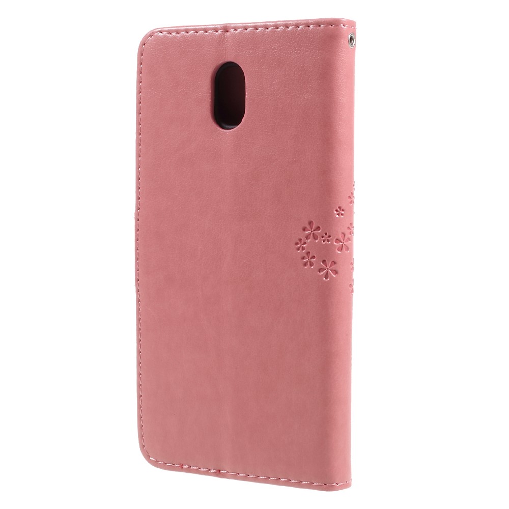 Imprint Tree Owl Wallet Leather Stand Case for Samsung Galaxy J3 (2017) EU Version - Pink-2