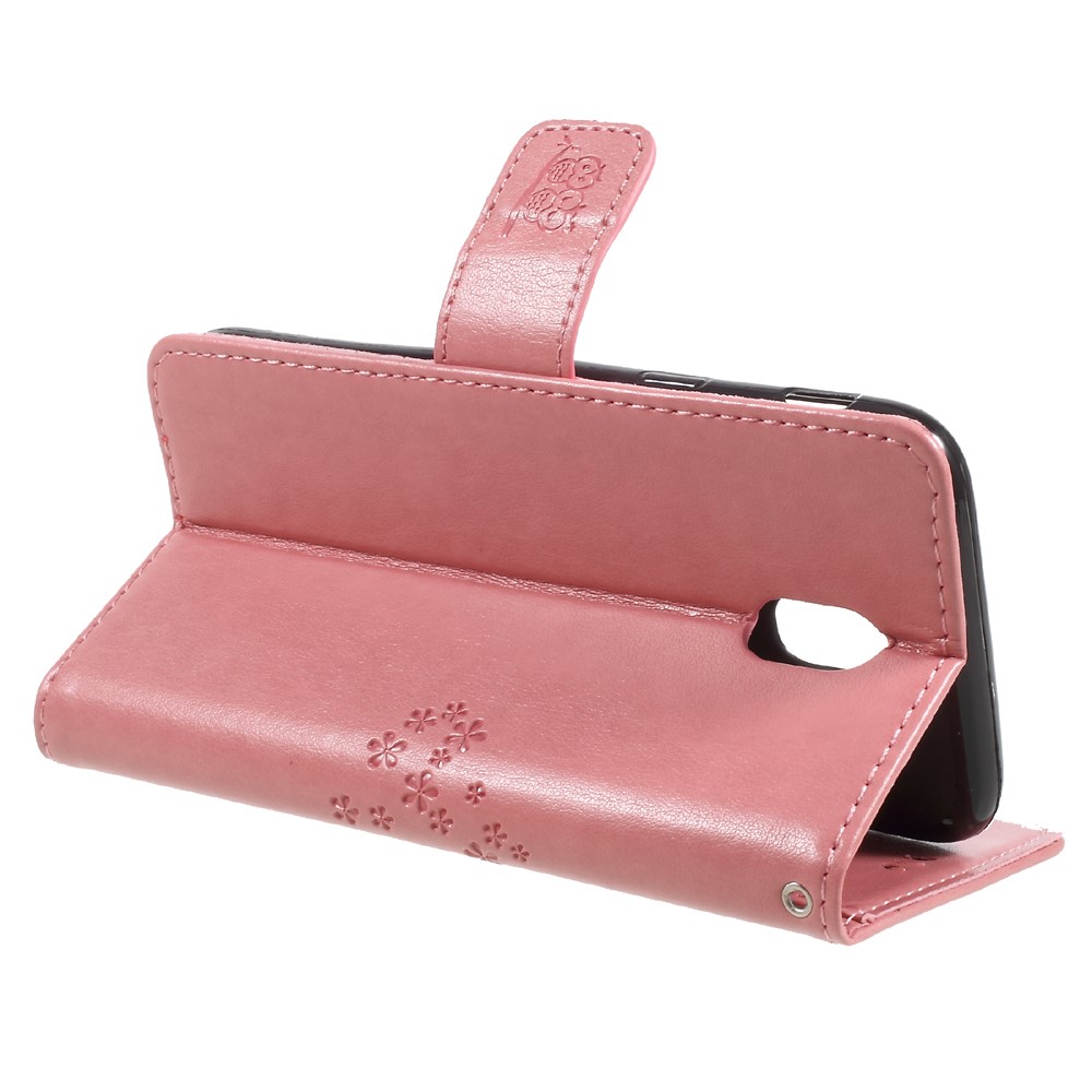 Imprint Tree Owl Wallet Leather Stand Case for Samsung Galaxy J3 (2017) EU Version - Pink-5