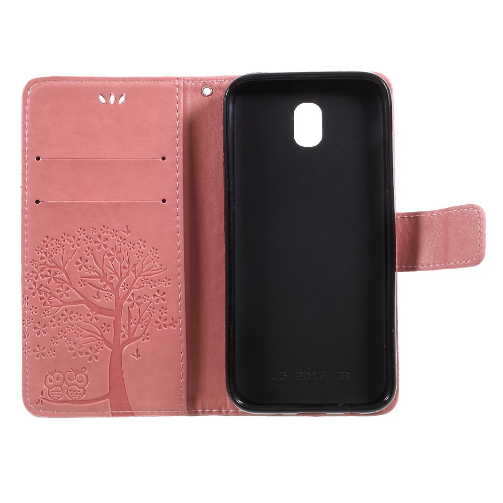 Imprint Tree Owl Wallet Leather Stand Case for Samsung Galaxy J3 (2017) EU Version - Pink-6