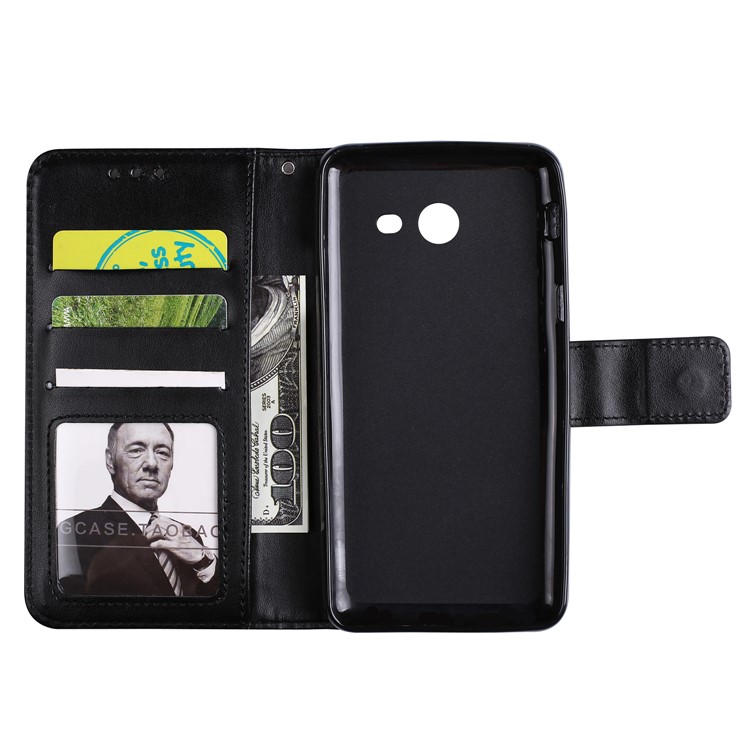 Imprint Henna Lotus Wallet Stand Leather Case with Strap for Samsung Galaxy J5 (2017) J520 US Version - Black-5
