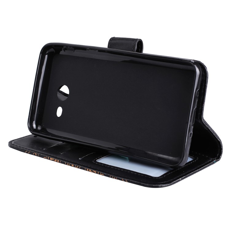 Imprint Henna Lotus Wallet Stand Leather Case with Strap for Samsung Galaxy J5 (2017) J520 US Version - Black-6