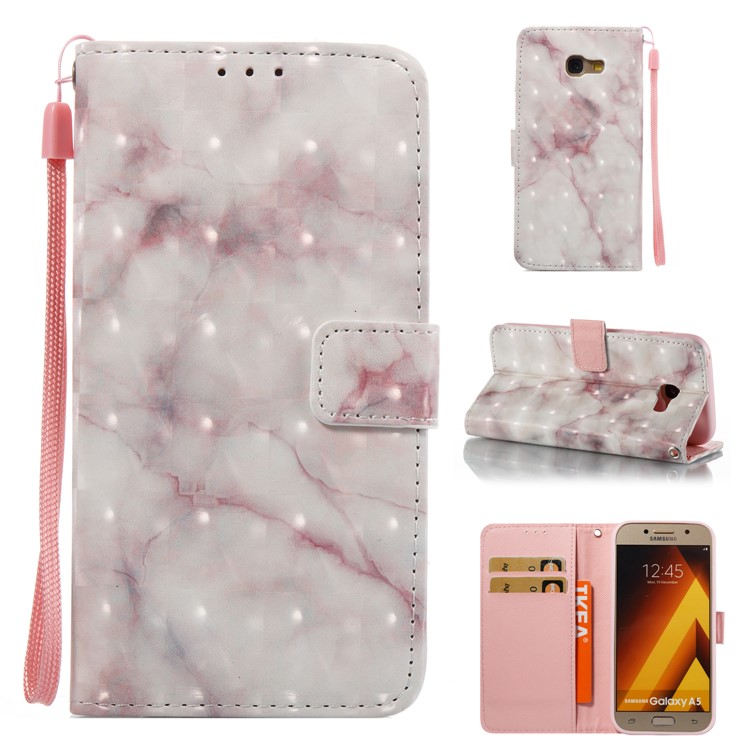 For Samsung Galaxy A5 (2017) SM-A520 Marble Pattern Wallet Leather Mobile Casing - Pink-1