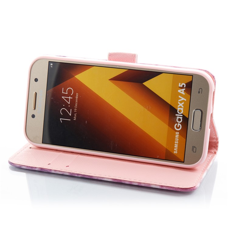 For Samsung Galaxy A5 (2017) SM-A520 Marble Pattern Wallet Leather Mobile Casing - Pink-3