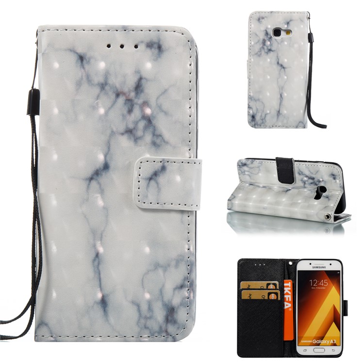 Marble Pattern PU Leather Stand Case Cover for Samsung Galaxy A3 (2017) - White-1