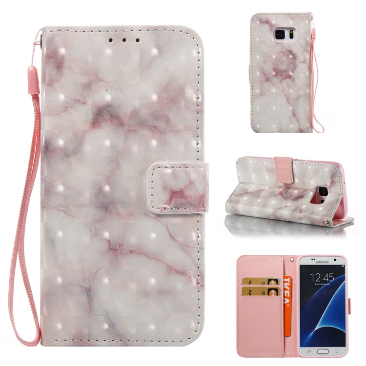 

Marble Pattern Wallet Leather Stand Shell for Samsung Galaxy S7 - Pink