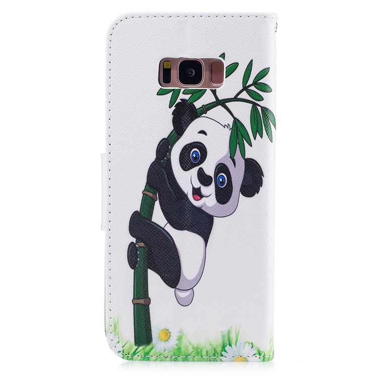 Pattern Printing Magnetic Leather Wallet Phone Casing with Stand for Samsung Galaxy S8 Plus SM-G955 - Panda on Bamboo-3