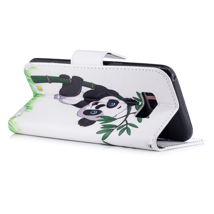 Pattern Printing Magnetic Leather Wallet Phone Casing with Stand for Samsung Galaxy S8 Plus SM-G955 - Panda on Bamboo-4