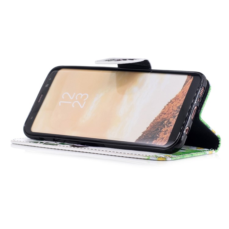 Pattern Printing Magnetic Leather Wallet Phone Casing with Stand for Samsung Galaxy S8 Plus SM-G955 - Panda on Bamboo-5
