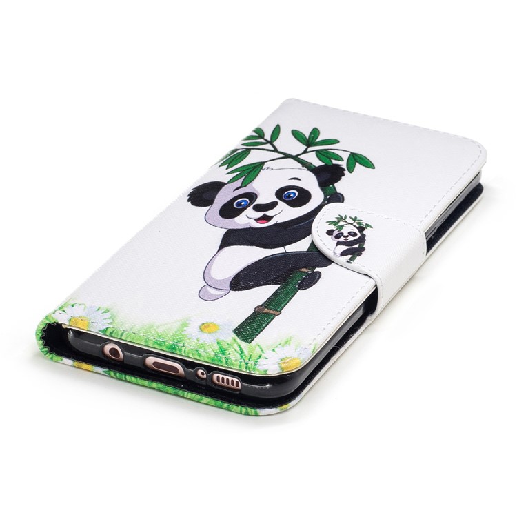 Pattern Printing Magnetic Leather Wallet Phone Casing with Stand for Samsung Galaxy S8 Plus SM-G955 - Panda on Bamboo-6