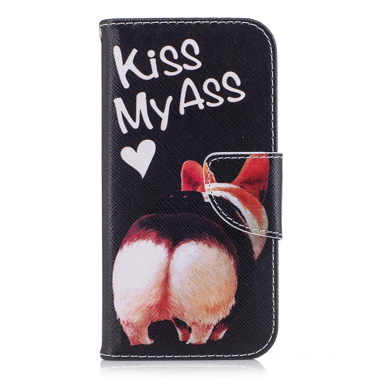Pattern Printing Magnetic Leather Wallet Phone Casing with Stand for Samsung Galaxy A3 (2017) - Kiss My Ass-2