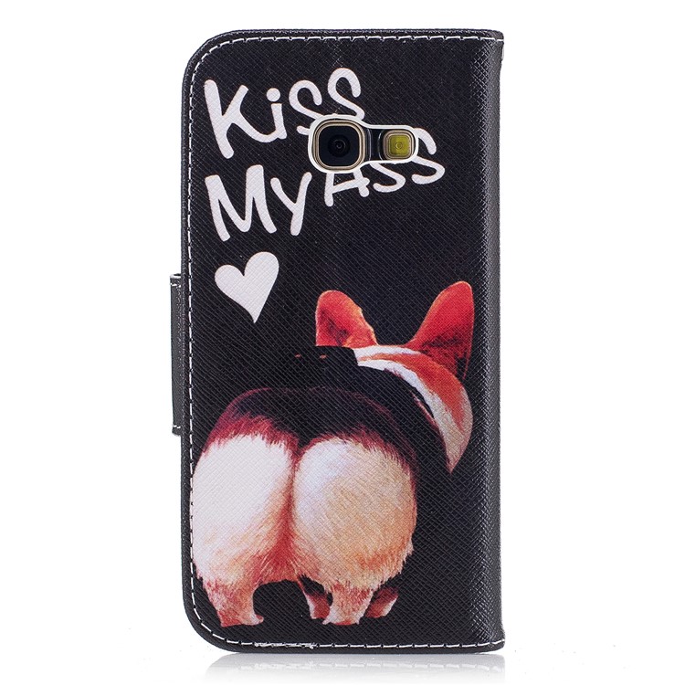 Pattern Printing Magnetic Leather Wallet Phone Casing with Stand for Samsung Galaxy A3 (2017) - Kiss My Ass-3