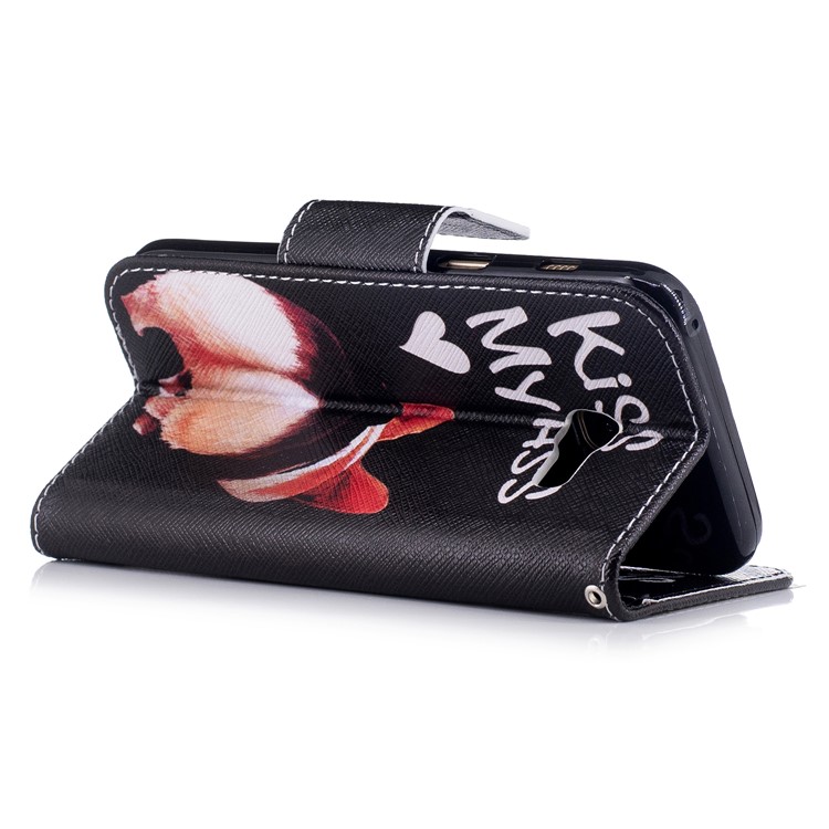 Pattern Printing Magnetic Leather Wallet Phone Casing with Stand for Samsung Galaxy A3 (2017) - Kiss My Ass-4