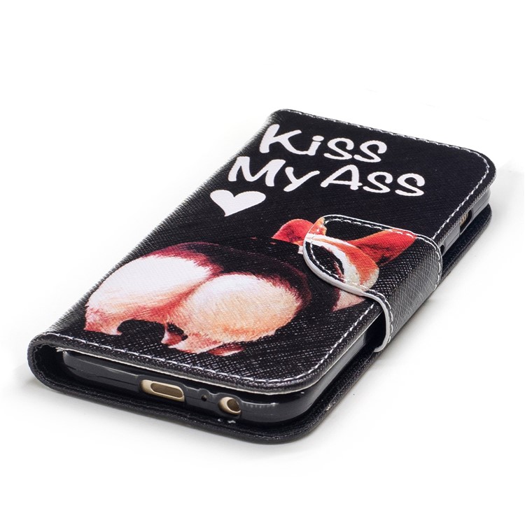 Pattern Printing Magnetic Leather Wallet Phone Casing with Stand for Samsung Galaxy A3 (2017) - Kiss My Ass-6