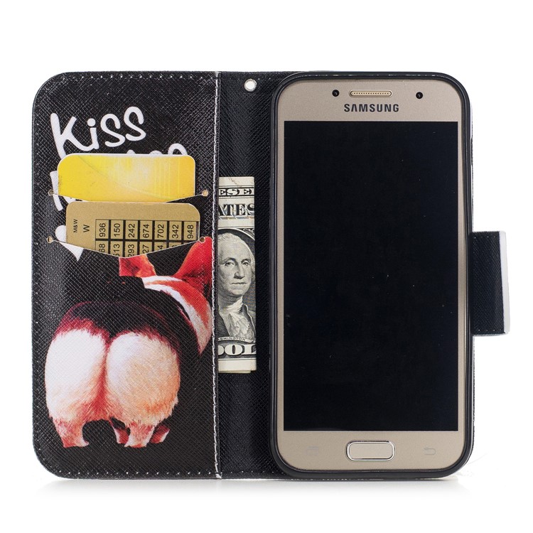 Pattern Printing Magnetic Leather Wallet Phone Casing with Stand for Samsung Galaxy A3 (2017) - Kiss My Ass-8