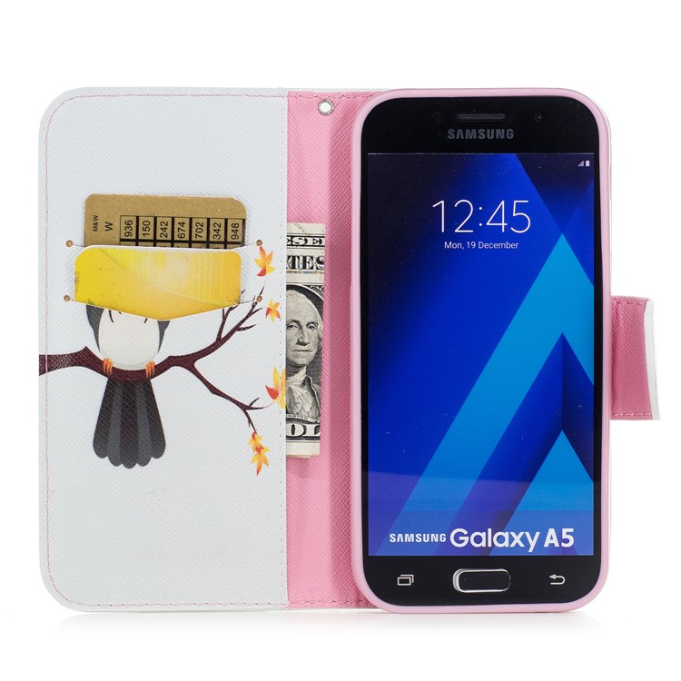 Pattern Printing Magnetic Leather Wallet Phone Case with Stand for Samsung Galaxy A5 (2017) SM-A520 - Owl-8