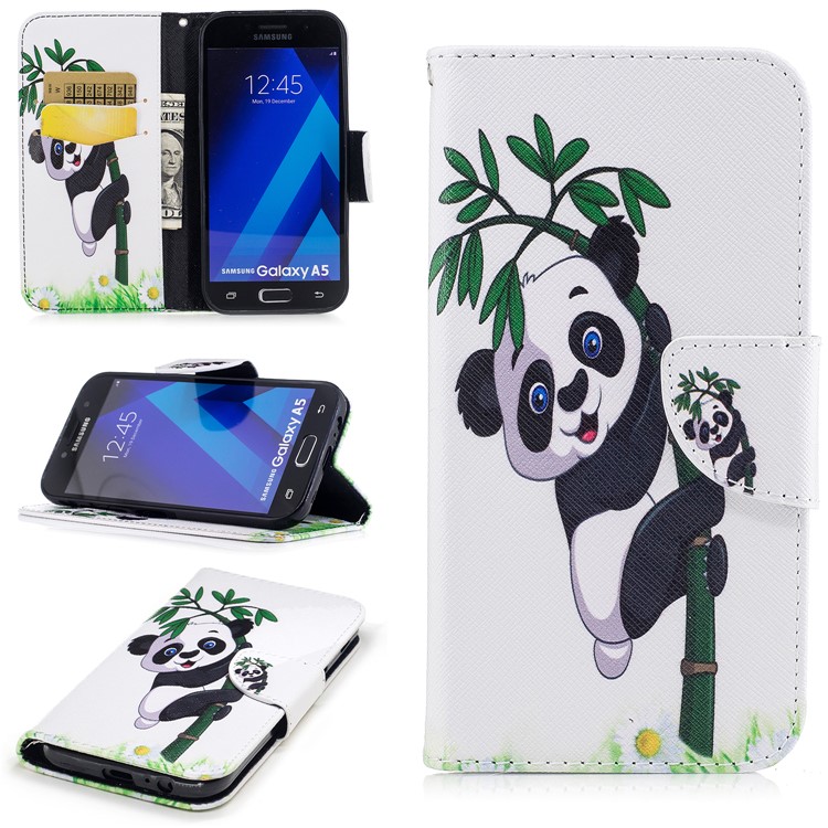 

Pattern Printing Magnetic Leather Wallet Cell Phone Cover with Stand for Samsung Galaxy A5 (2017) SM-A520 - Panda On Bamboo, Galaxy A5 (2017)