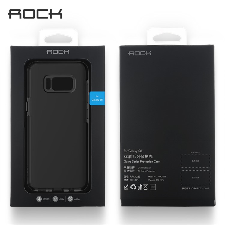 ROCK Guard Series Drop Resistance TPU + TPE Translucent Back Case for Samsung Galaxy S8 SM-G950 - Black-11