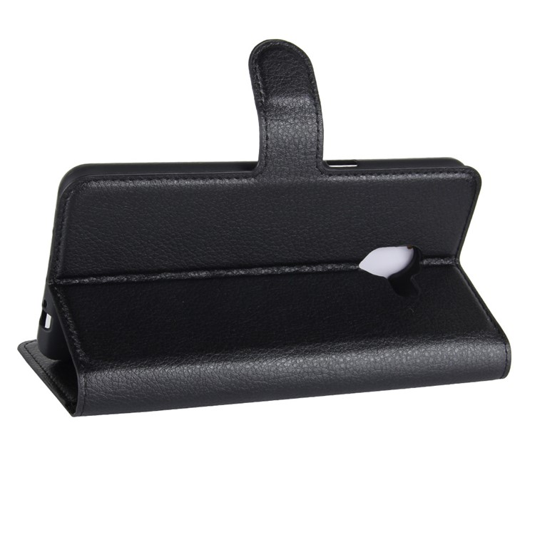 Litchi Grain PU Leather Wallet Stand Phone Case for Samsung Galaxy C10 - Black-5