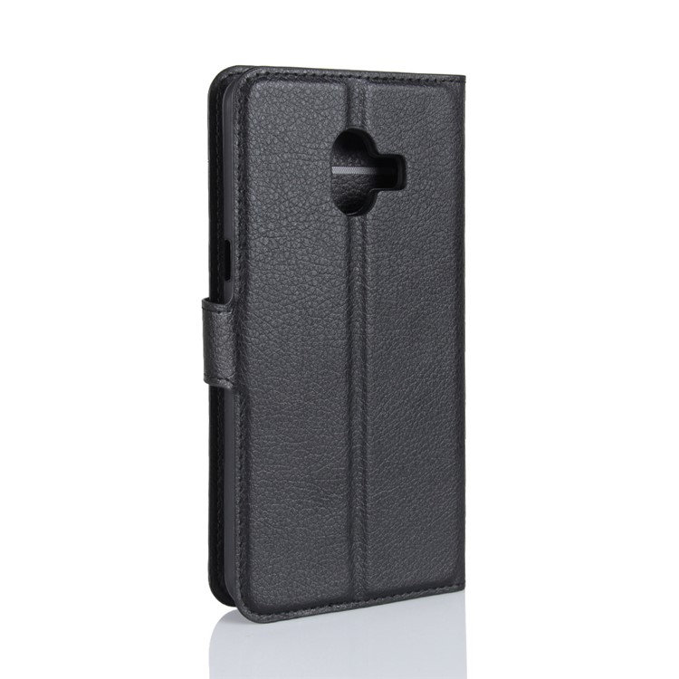 Litchi Grain PU Leather Wallet Stand Phone Case for Samsung Galaxy C10 - Black-6
