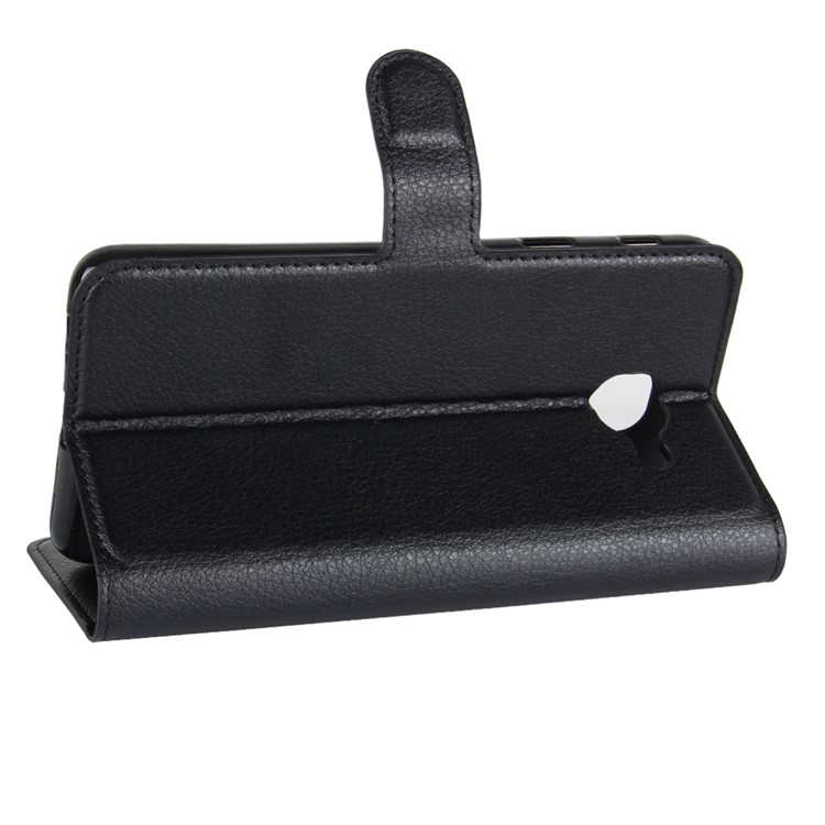 Litchi Skin Wallet Leather Stand Phone Cover for Samsung Galaxy J7 Max - Black-5