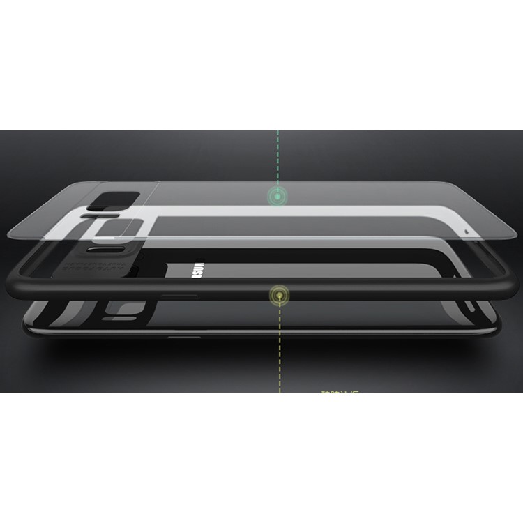 For Samsung Galaxy S8 SM-G950 IPAKY Hybrid TPU Frame + Clear Acrylic Phone Case - Black-4