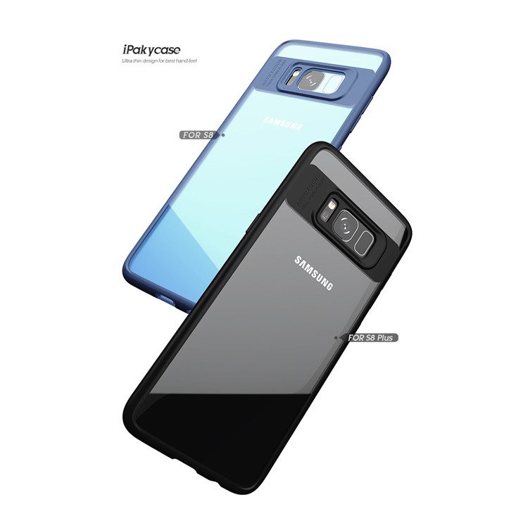 For Samsung Galaxy S8 SM-G950 IPAKY Hybrid TPU Frame + Clear Acrylic Phone Case - Black-6