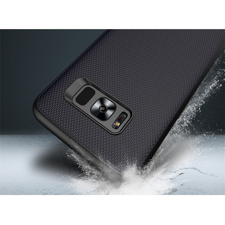 IPAKY Hybrid Leather Coated PC Back Plate + TPU Frame Protective Back Casing for Samsung Galaxy S8 G950 - Black-3