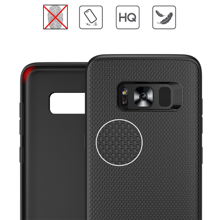 IPAKY Hybrid Leather Coated PC Back Plate + TPU Frame Protective Back Casing for Samsung Galaxy S8 G950 - Black-6
