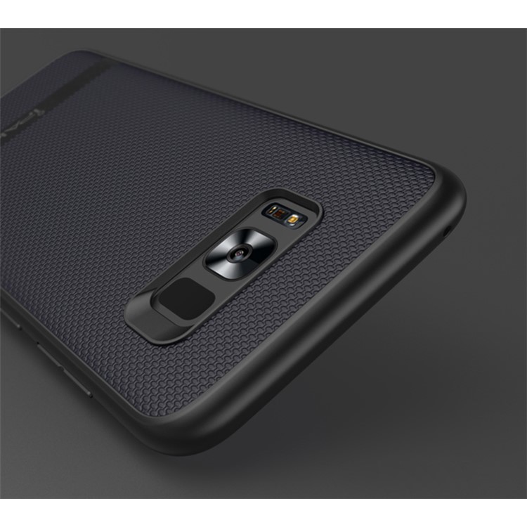 IPAKY Hybrid Leather Coated PC Back Plate + TPU Frame Protective Back Casing for Samsung Galaxy S8 G950 - Black-8