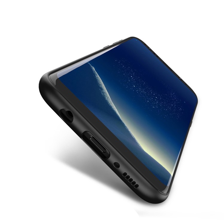 IPAKY Hybrid Leather Coated PC Back Plate + TPU Frame Protective Back Casing for Samsung Galaxy S8 G950 - Black-9