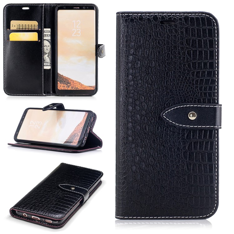 Crocodile Texture Stand Wallet Leather Case for Samsung Galaxy S8 G950 - Black-1