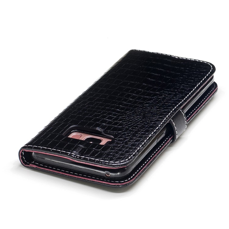 Crocodile Texture Stand Wallet Leather Case for Samsung Galaxy S8 G950 - Black-7