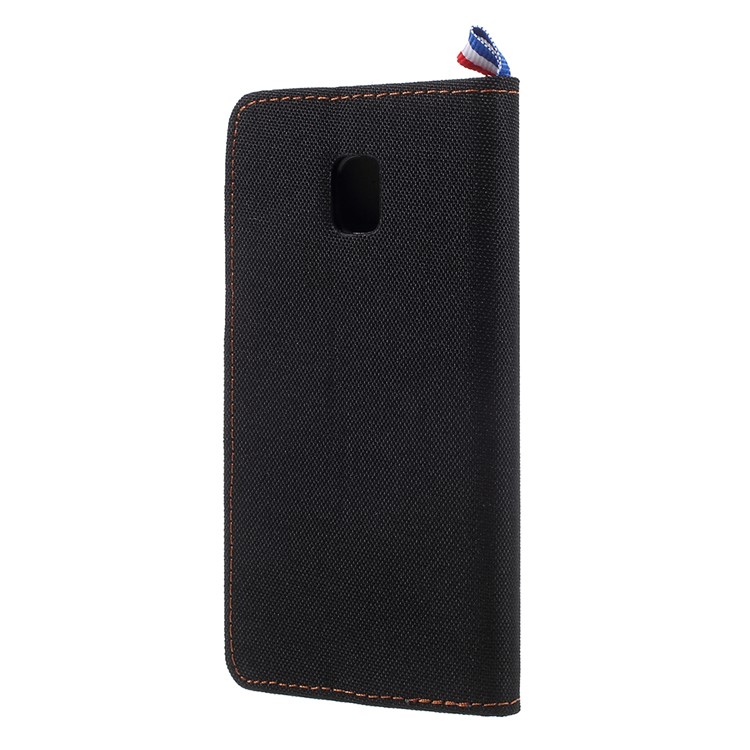 Denim Skin Leather Card Holder Stand Case for Samsung Galaxy J3 (2017) EU Version - Black-2