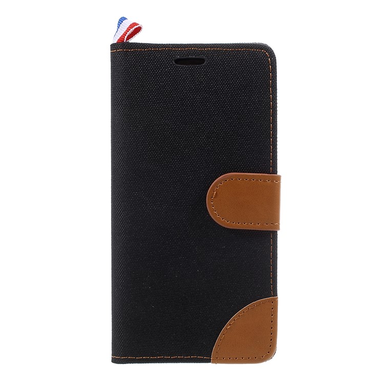 Denim Skin Leather Card Holder Stand Case for Samsung Galaxy J3 (2017) EU Version - Black-3
