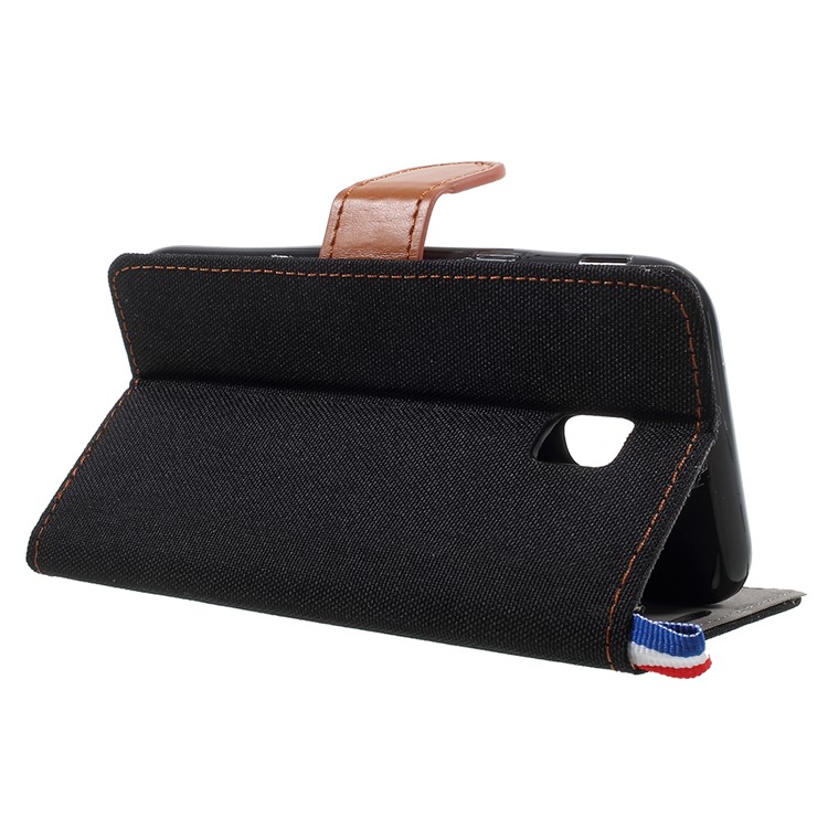 Denim Skin Leather Card Holder Stand Case for Samsung Galaxy J3 (2017) EU Version - Black-5