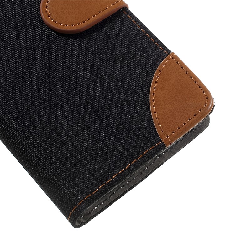 Denim Skin Leather Card Holder Stand Case for Samsung Galaxy J3 (2017) EU Version - Black-7