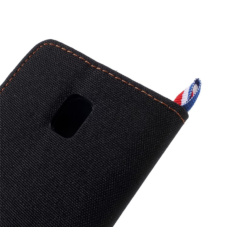 Denim Skin Leather Card Holder Stand Case for Samsung Galaxy J3 (2017) EU Version - Black-8