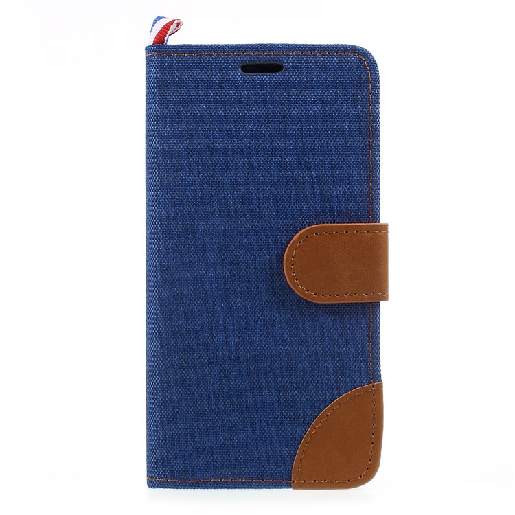 Denim Skin Leather Card Holder Stand Shell for Samsung Galaxy J3 (2017) EU Version - Dark Blue-1
